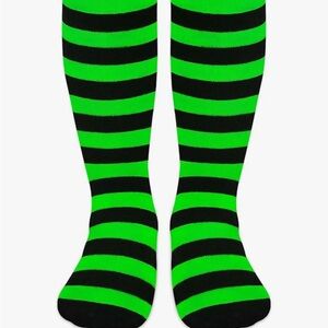 Green and Black Striped toddler socks